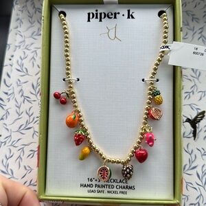 Piper K Viral Fruit Gold Charm 16" Necklace